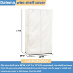 Waterproof Shelf Cover,Outdoor 600D Heavy Duty Dustproof Storage Shelves Cover,48''x19''x72'' Shelf Covers for Wire Shelving with Zippers,Storage Rack Covers with Clear Front