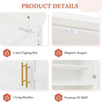 Freestanding Kitchen Pantry Cabinet, Tall Larder Cupboard Storage Cabinet with 4 Doors, 2 Door Shelves, 8 Pull-Out Trays and Adjustable Shelf for Dining Room