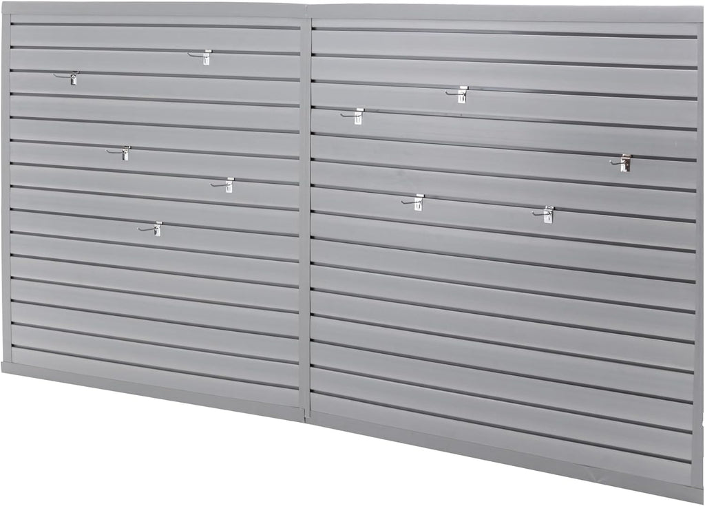 Slat Wall Paneling 8x4 FT, PVC SlatWall Panels Garage Organizer Storage System with Hooks & Accessories, Heavy Duty Wall Mounted Rack