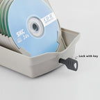 CD/BD/DVD Storage Box with Moisture Protection, Lockable - Holds 50 CDs, Great for Home and Office Use - 9.6'' x 5.5'' x 5.2,Grey