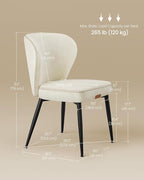 VASAGLE EKHO Collection - Dining Chairs Set of 6, Upholstered Kitchen Chairs, Comfortable Seat, Synthetic Leather with Stitching, Mid-Century Modern, Easy Assembly, Living Room Lounge, Cream White