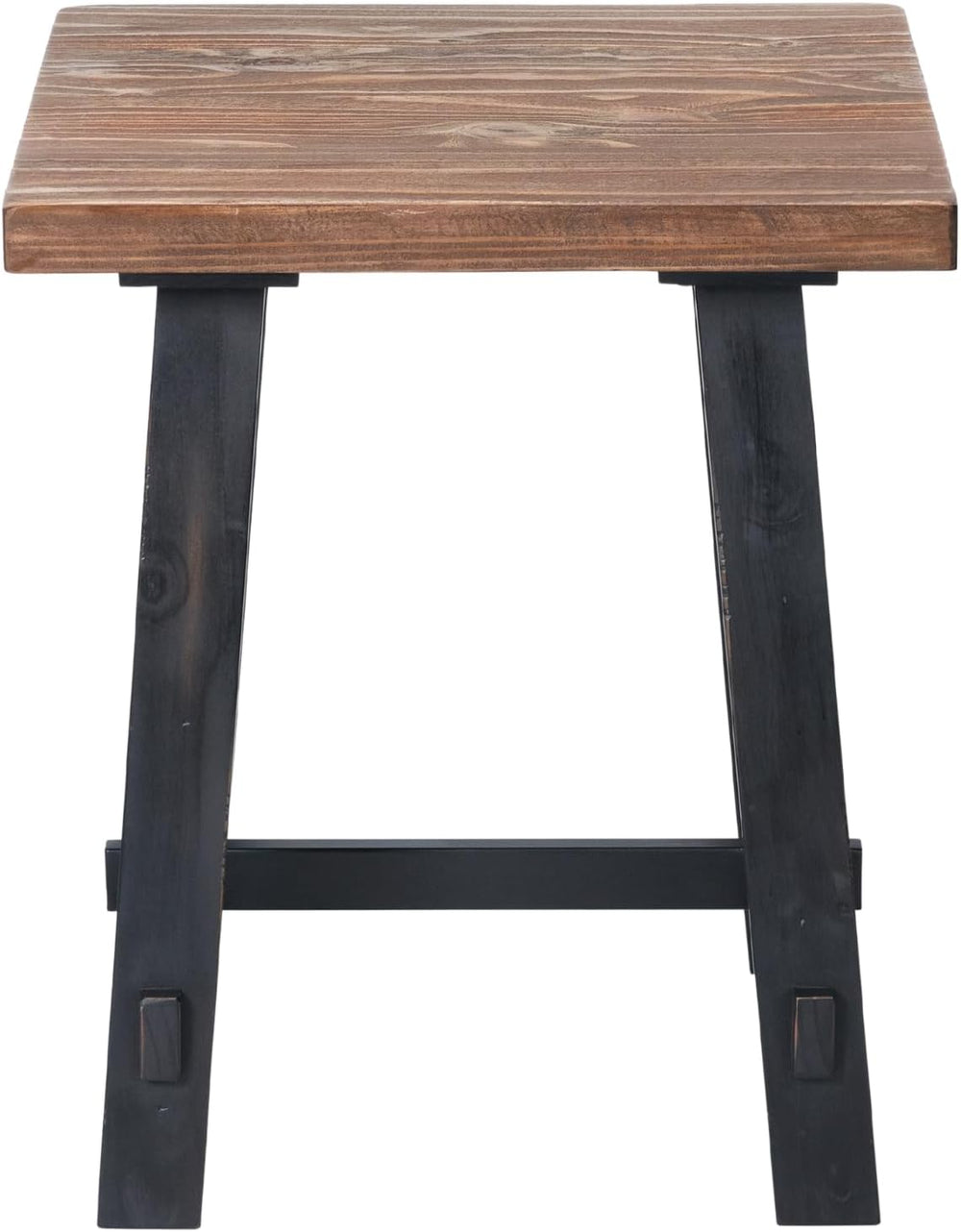 Adam Rustic Industrial Side Table – 21” Solid Wood Square End Table with Natu...