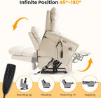 Triple Motor Power Lift Recliner Chair for Elderly, Lay Flat Lift Chair | Power Headrest, Vibration Massage & Heat, Infinite Position, Pockets & USB, Lumbar Pillow, Cup Holders, Premium Leather,Beige