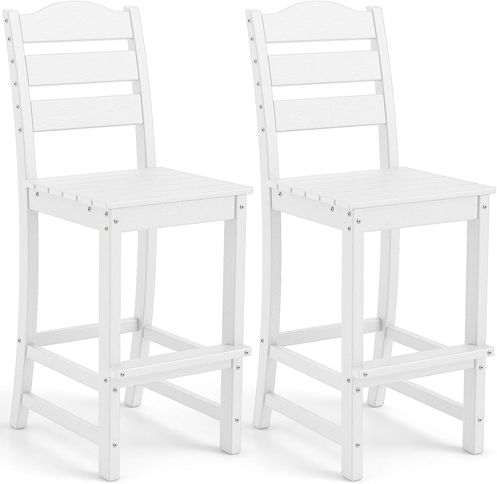 Tangkula Patio HDPE Barstool, Outdoor High Top Bar Chair w/Backrest & Foo...