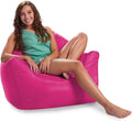Posh Creations Structured Comfy Bean Bag Chair for Gaming, Reading, and Watching TV, Malibu Lounge, Soft Nylon-Pink