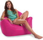 Posh Creations Structured Comfy Bean Bag Chair for Gaming, Reading, and Watching TV, Malibu Lounge, Soft Nylon-Pink