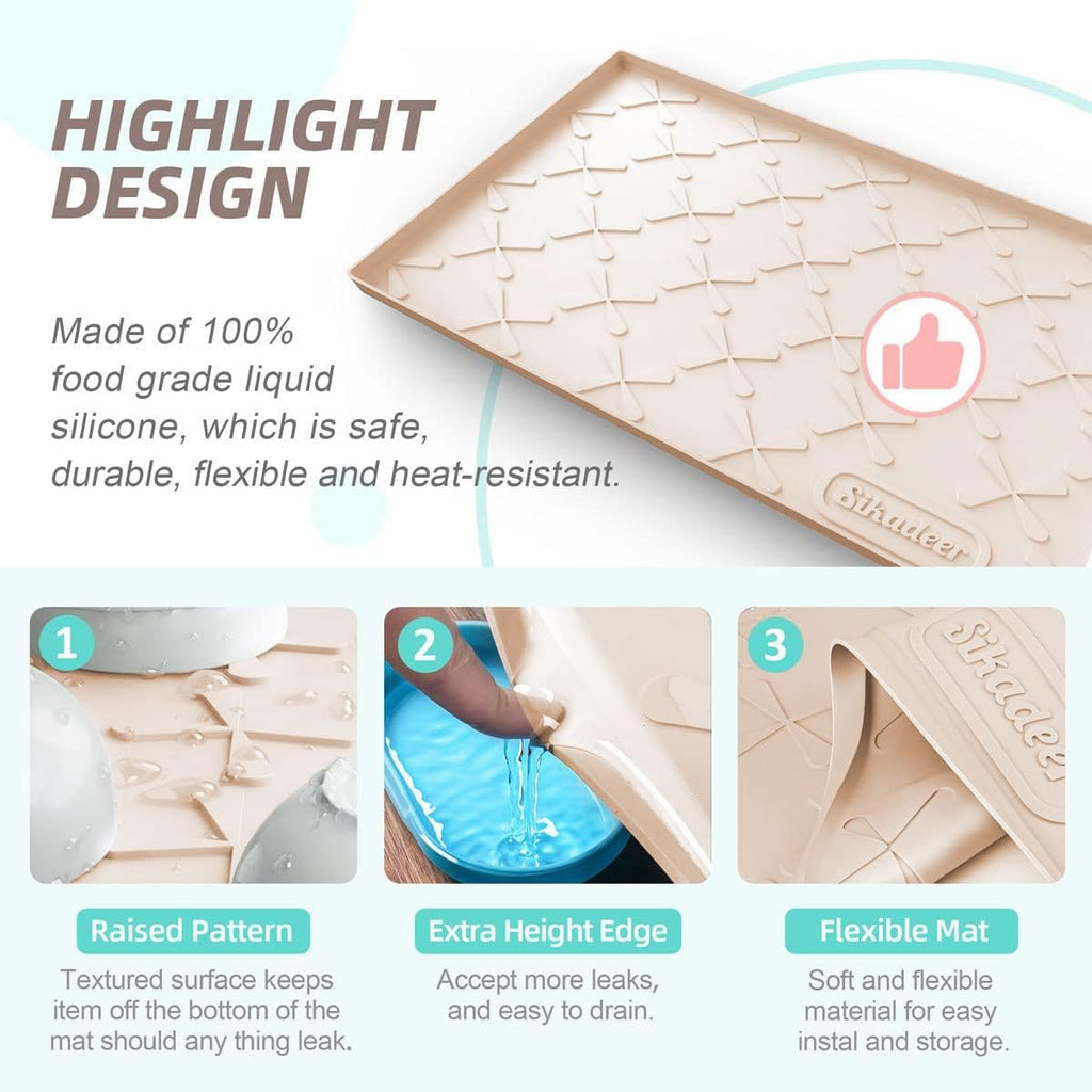 SIKADEER 22" x 19" Under Sink Mat Waterproof, Silicone Mat Kitchen Drawer Shelf and Cabinet Liner, Sink Protector for Kitchen Organizers and Storage, Boot Tray Pet Food Mats
