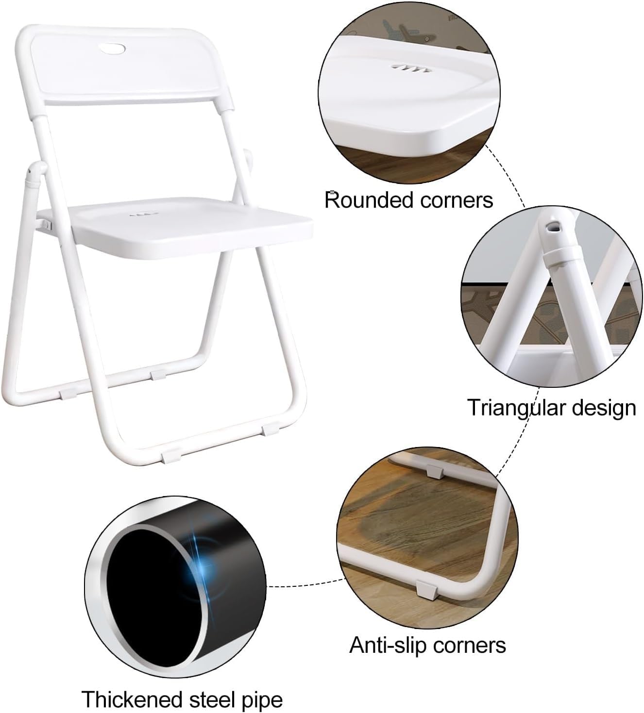 Plastic Folding Chair, Indoor Outdoor Portable Stackable Commercial Seat with Steel Frame 200lb.(Orange)