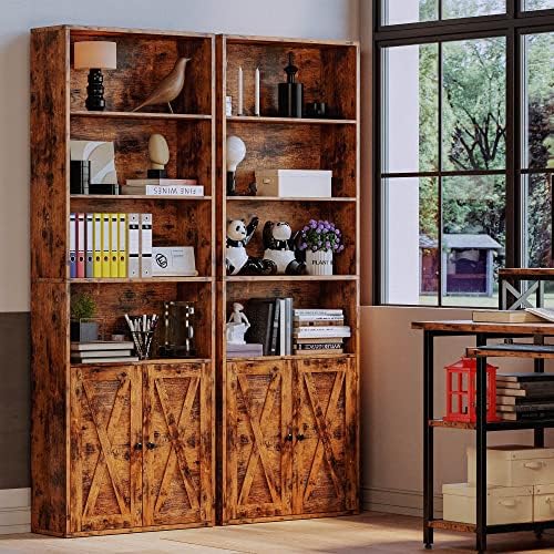 IRONCK Industrial Bookshelves and Bookcases with Doors Floor Standing 6 Shelf...