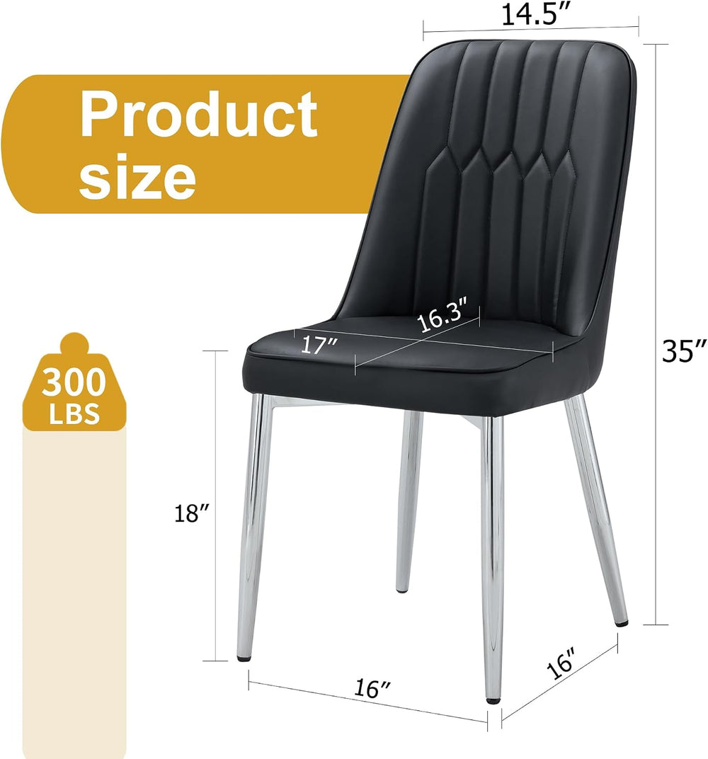 Dining Chairs Set of 6，Modern Dining Chairs, Equipped with PU Leather Backres...
