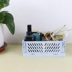 Tixill 2-Pack Mini Foldable Plastic Baskets for Organizing and Storage, Collapsible Storage Crate for Home Kitchen Bedroom Bathroom Office (5.9x3.8x2.2, Blue)