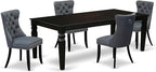 East West Furniture LGDA5-BLK-13 5 Piece Dining Table Set Contains a Rectangle Wooden Table with Butterfly Leaf and 4 Polyester Fabric Upholstered Chairs, 42x84 Inch, Black