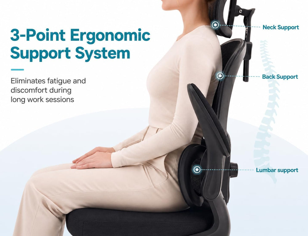 Ergonomic Office Chair with Adjustable Headrest & Lumbar Support, High Ba...