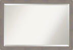 Amanti Art Grey Wall Mirror 28x40 Greywash Rectangle Bathroom Mirror for Wall Decor Living Room, Large Country Rustic Wood Frame, Hangs Horizonally and Vertically, Bathroom Decor, Beveled Edge