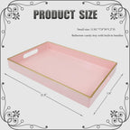 Spsyrine Pink Bathroom Vanity Tray with Handles for Dresser Tops, Countertop, Perfume Decorative Tray, 11.8” * 7.87” *1.37”