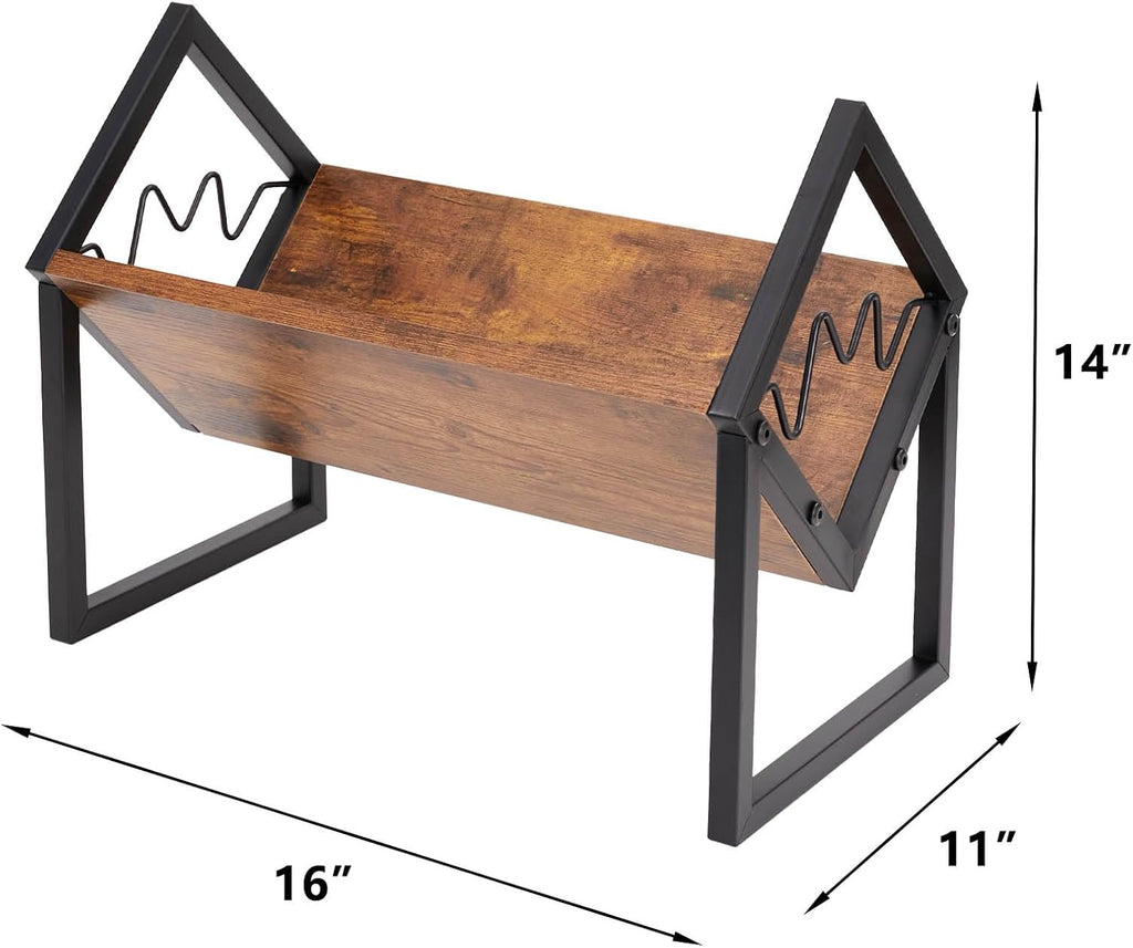 Wood Metal Vinyl Record Holder Stand,Records Storage with 40-50 LP | Heavy Duty Record Holder for Vinyl Albums Black