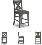 Signature Design by Ashley Caitbrook Rustic 24.63" Counter Height Upholstered Barstool, Set of 2, Gray