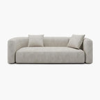 Acanva Luxury Modern Tight Curved Back Velvet Sofa, Minimalist Style Comfy Couch for Living Room Apartment, 3 Seater, Cream