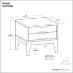 SIMPLIHOME Haynes 16" Wide Solid Wood Round End Table in White Wash | Mid-century modern side table with 2 drawers, tapered legs, and notched handles; accent table for living rooms.