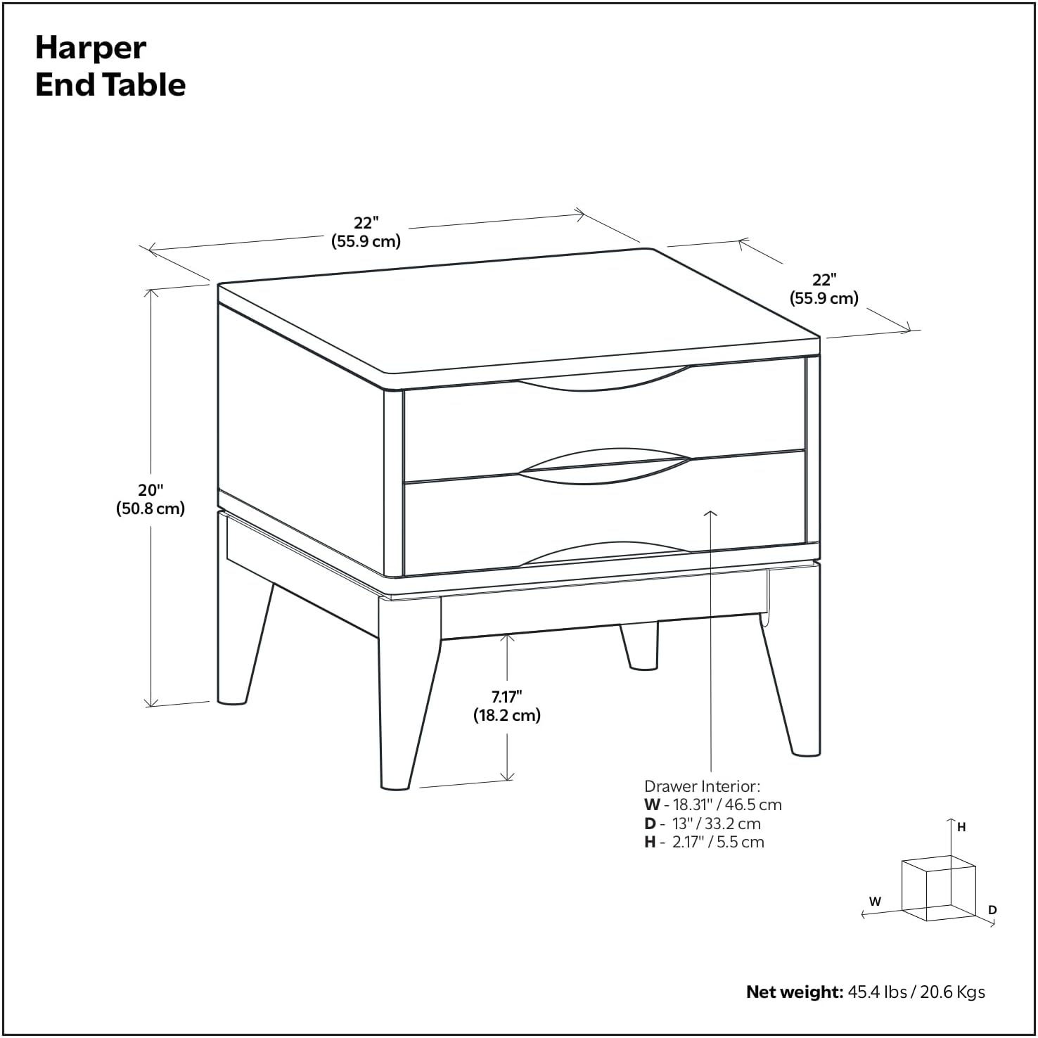 SIMPLIHOME Haynes 16" Wide Solid Wood Round End Table in White Wash | Mid-century modern side table with 2 drawers, tapered legs, and notched handles; accent table for living rooms.