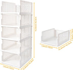 Pull-out Plastic Storage Basket,Stackable Closet Organizers Drawer Anti-Tipping, Reinforced Stable Shelf Container for Bathroom Laundry Room Storage, Space-Saving Clothes Storage (White, 5L)