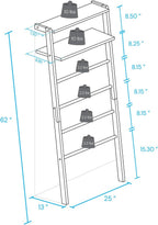 Space Saving 100% Solid Wood 6-Tier Blanket Ladder with Two Storage Shelves - Walnut