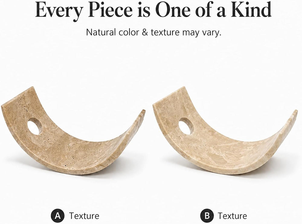 Monostone Travertine Curved Wine Rack for 1 Bottle | Warm beige travertine wi...