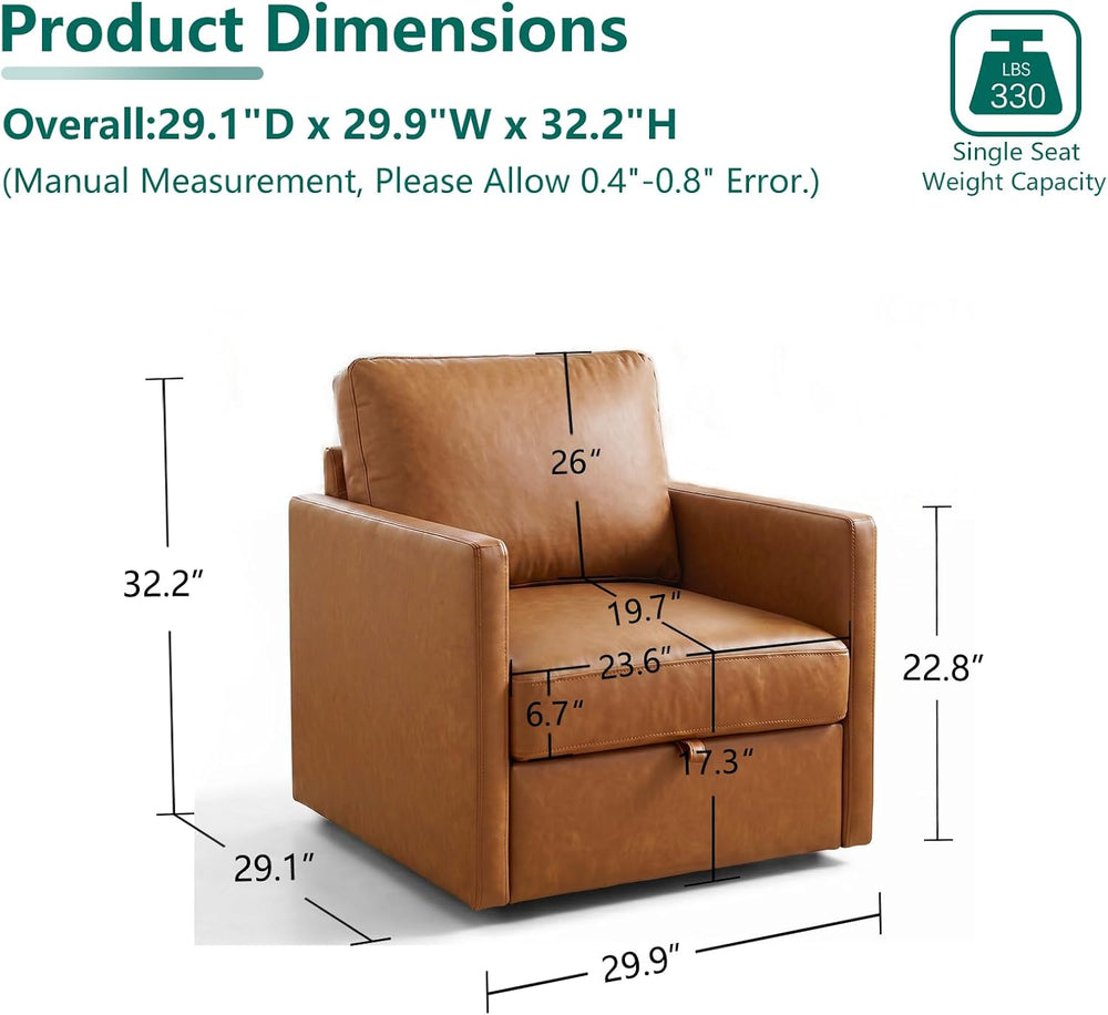 Swivel Accent Chair with Hidden Storage, Mid Century Modern Square Armchair, ...