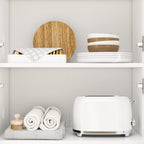 AIEGLE Kitchen Pantry Storage Cabinet with Adjustable Shelves, Kitchen Pantry with 4 Doors, Freestanding Cupboard Storage Organizer Cabinet for Kitchen Living Room, White 61.2" Tall