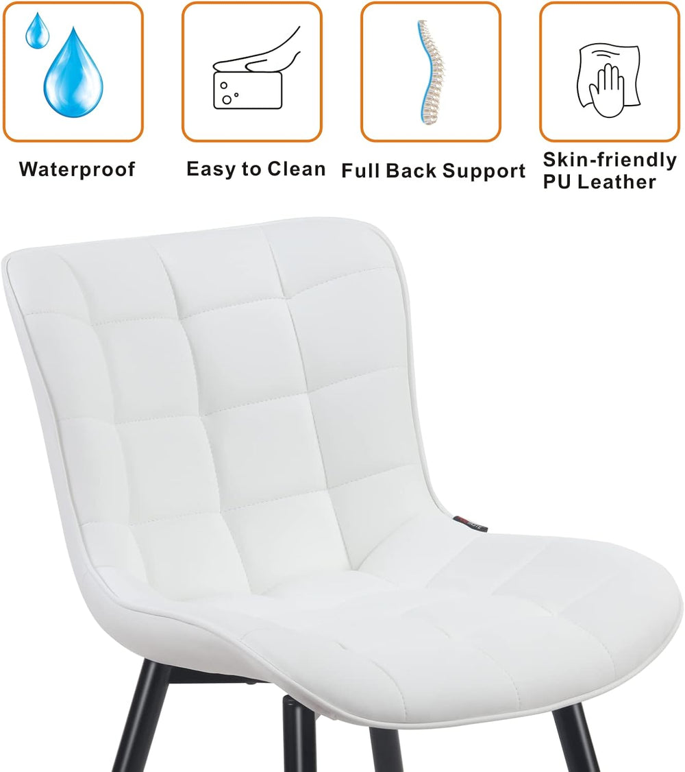 YOUTASTE White Dining Chairs Set of 2, Faux Leather Upholstered Armless Chair...