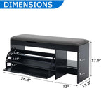 Shoe Storage Bench with a Flip Drawer, Entryway Bench with Removable Cushion, Hallway & Mudroom Organizer with Seat, Front Door Shoe Rack Cabinet, Black