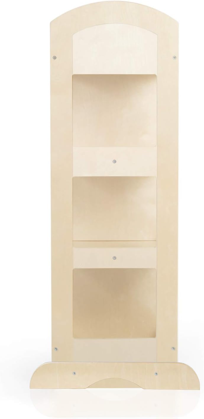 Guidecraft See and Store Dress-up Center – Natural: Armoire for Kids with Mirror & Shelves, Clothes Rack and Shoe Storage Dresser with Bottom Tray - Toddlers Room Furniture