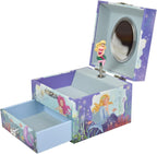 Mermaid Music Box for Girls - Little Mermaid Jewelry Box with Rotating Figurine, Storage Drawer, & Beautiful Dreamer Melody | Ocean Theme Design, 4.13x4.13x3.35 Inches | Musical Jewelry Box