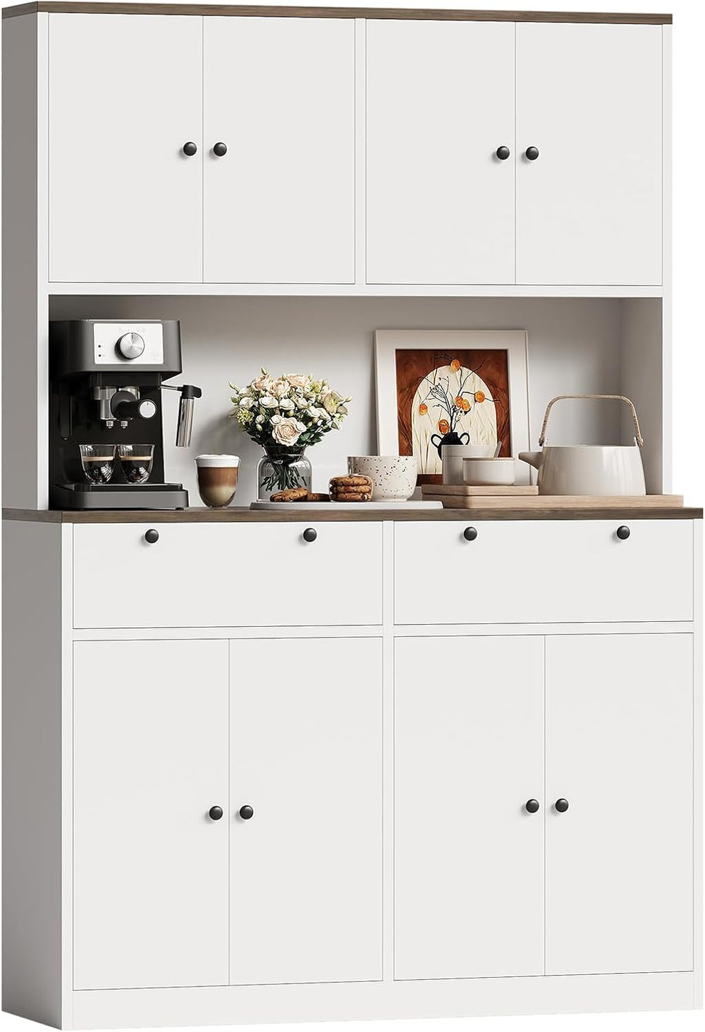 Garvee 71" Tall Kitchen Pantry Storage Cabinet with Charging Station, Fo...