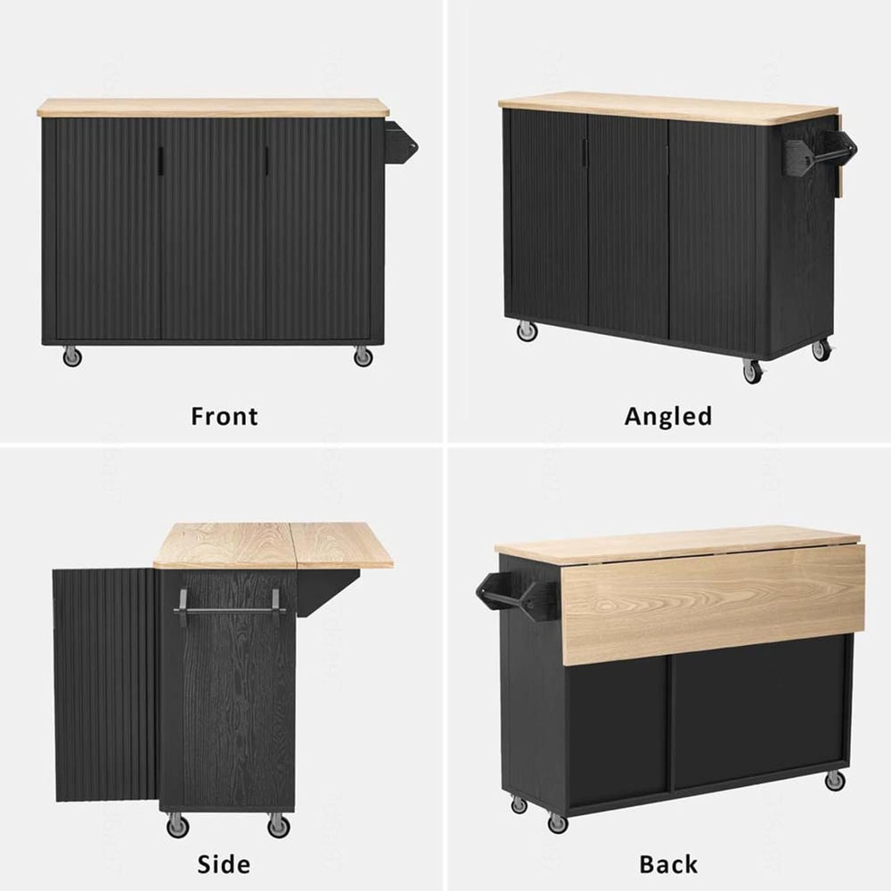 Kitchen Island with Storage with Drop Leaf Height-Adjustable Shelves, Movable...