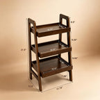 Haotian Solid Wood Ladder Shelf, 3-Tier Walnut Ladder Bookshelf, Small Open Storage Shelf with Anti-Slip Edges, Compact Narrow Bookshelf for Small Spaces, Bedside Table DJ-FRG001