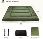 MAXYOYO Japanese Floor Mattress Futon Mattress, 4" Thicken Tatami Mat Sleeping Pad Foldable Roll Up Mat Boys Girls Dormitory Pad Kids Floor Lounger Pillow Bed, Charcoal Grey, Queen Size
