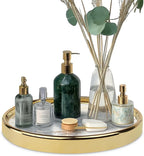 Round Marble Decorative Tray, Multi-Functional Storage Organizer for Vanity, Coffee Table, Jewelry, Perfumes and Home Decor, Luxury Accent Tray