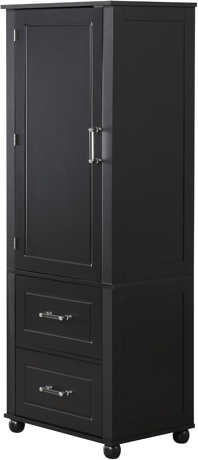 Merax 61.4" Pantry Cabinet with One Door & Two Drawers, Adjustable S...