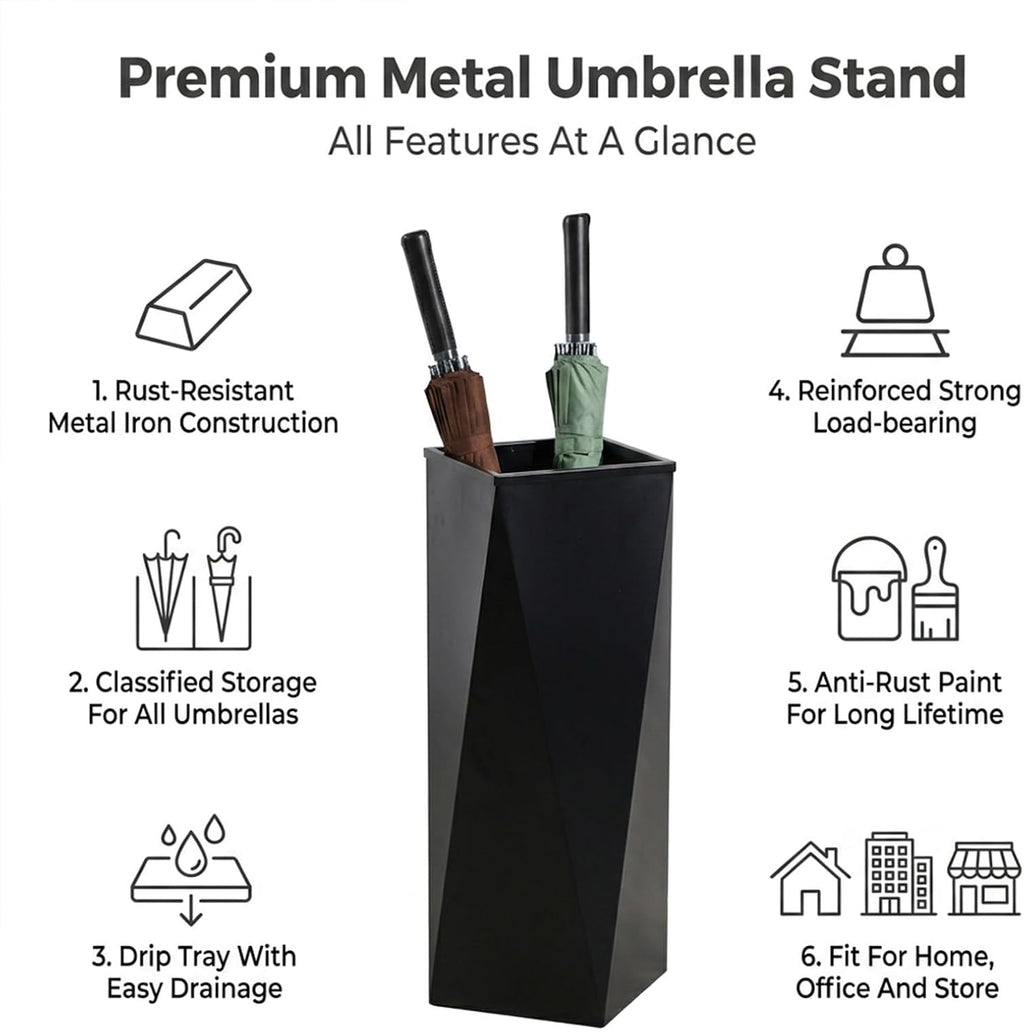 Metal Large Capacity Umbrella Storage Shelf Indoor Hotel Corridor Entrance Metal Stand Rack Modern Indoor Entryway Commercial Umbrella Holder(White)
