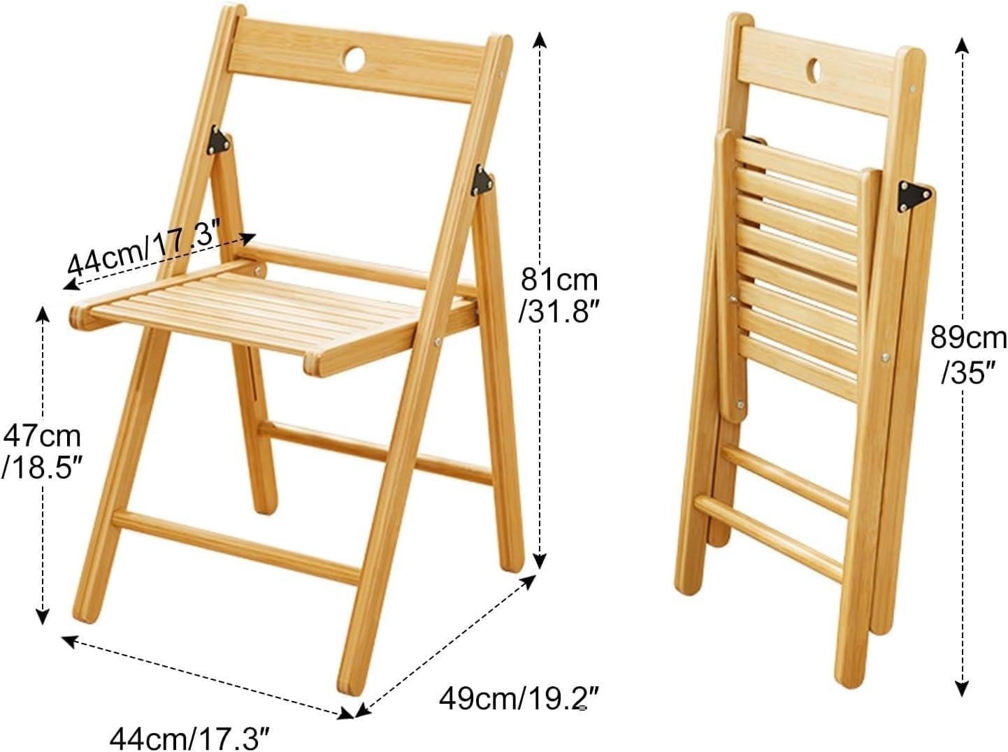 Folding Chairs, Modern Mid Century Dining Outdoor Bamboo for Bedroom Living Room Reading Room(Natural)