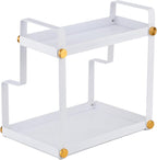 FFK 2 Tier Bathroom Countertop Organizer,Cosmetic Organizer,Storage Shelf for Bathroom,Ideal for Cabinet, Countertop, Pantry, and Desktop, for Bathroom, Kitchen, Office(White)