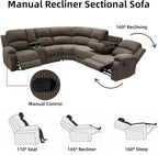 Manual Recliner Sectional Sofa Set, L-Shaped Living Room Furniture Sets, Reclining Sectional Corner Couch and 2 Reclining Chairs Set for Home Office (Peanut, Sectional + 2 Chairs)