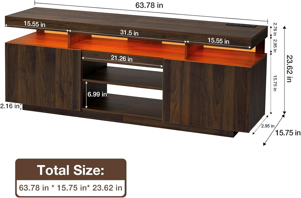 HOMMPA Modern Industrial TV Stand and Coffee Table Set of 2, LED Entertainmen...