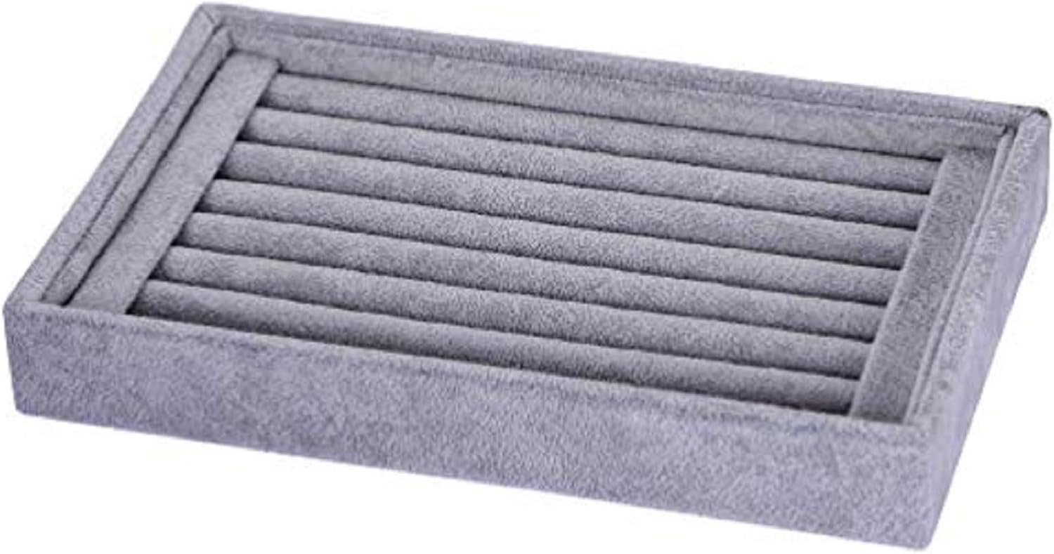 Valyria Velvet 7 Slots Ring Earrings Trays Showcase Display Jewelry Organizer (Grey)