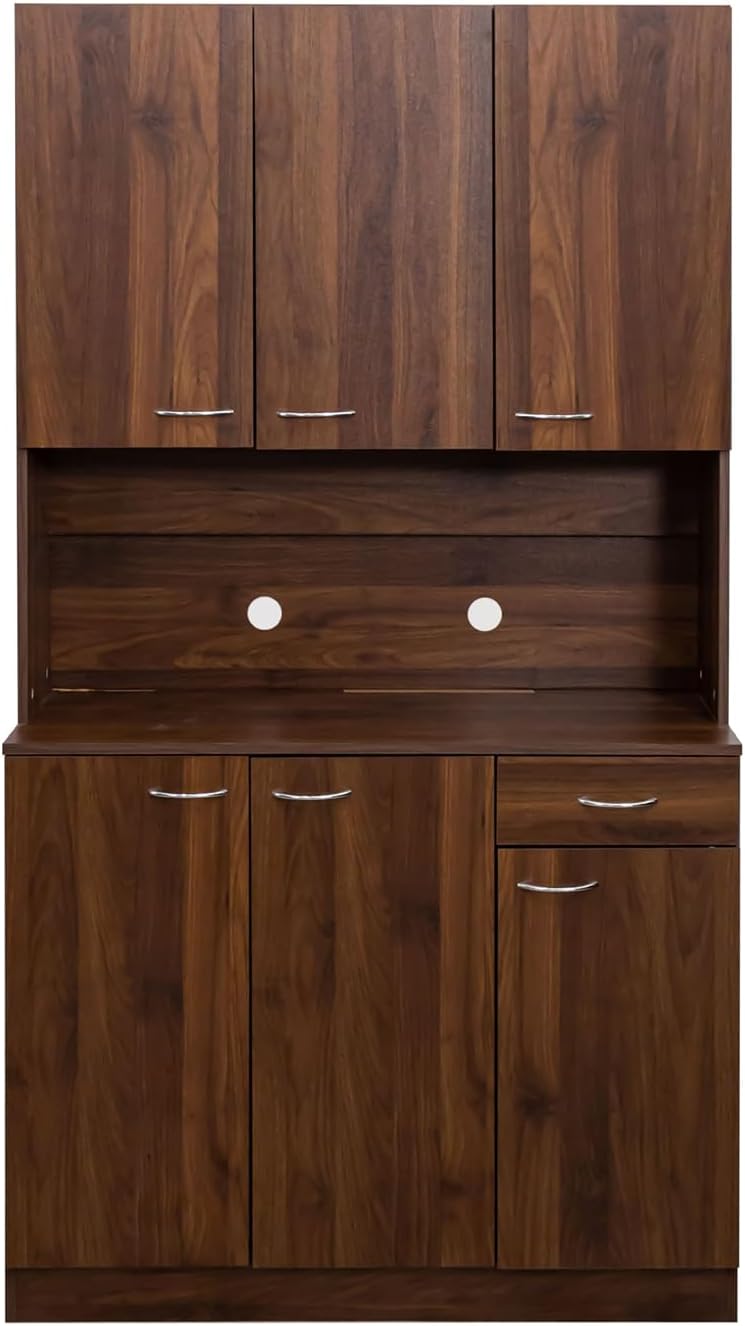 JOYSOURCE 71'' Large Kitchen Pantry Storage Cabinet with Hutch Tall B...