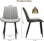 Dining Chairs Set of 2, Leather Modern Kitchen & Dining Room Chairs, Comfortable Upholstered Kitchen Chairs with Metal Legs Armless Side Chairs for Kitchen Restaurant, Light Grey & Dark Grey