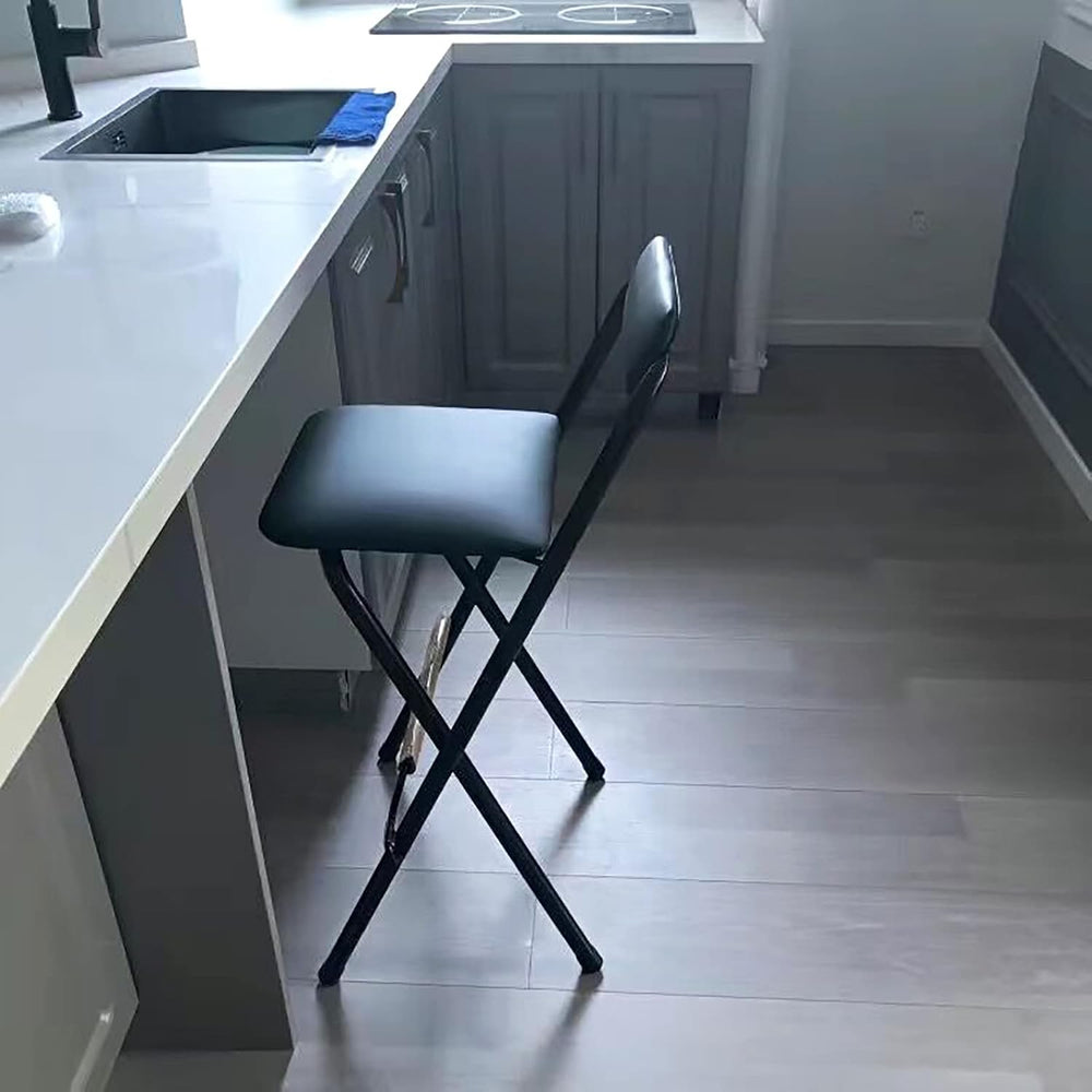 DSHOME Folding Bar Stool with Backrest,Leather Padded Counter Height Foldable...