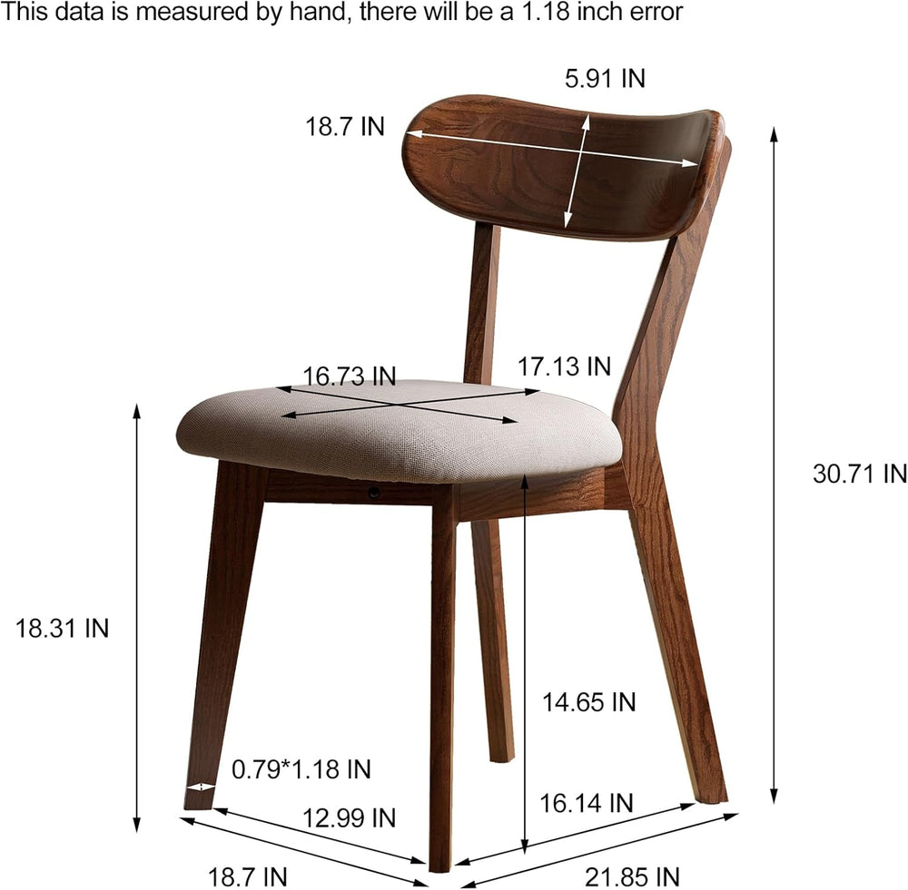Mid Century Modern Walnut Dining Chair – FAS-Grade Oak Frame, Single Solid Wo...