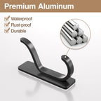 pickpiff Adhesive Wall Coat Hooks - Heavy Duty Stick-On Door Hanger, Black Metal Hook for Hanging Towel,Purse, Robe, Backpack, Jacket, Clothes - for Bathroom,Dorm, Closet, Kitchen - 4 Pack